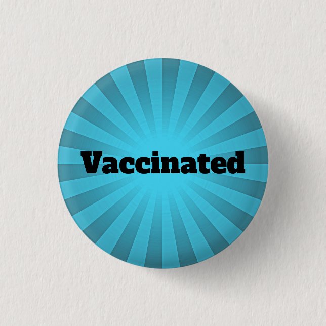 Blue Starburst Vaccination Design Button (Front)