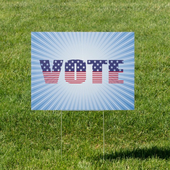 Blue Starburst VOTE Yard Sign (Insitu)