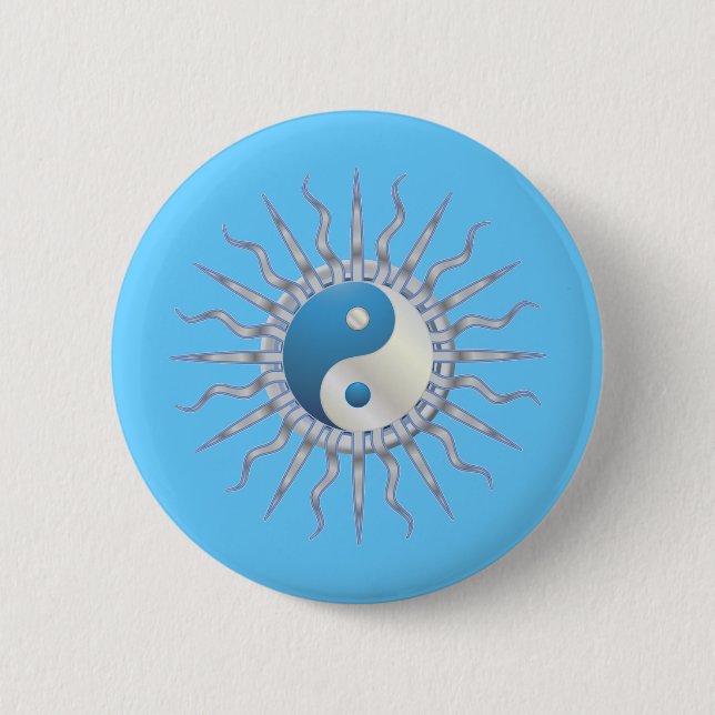 Blue Starburst Yin Yang Button (Front)