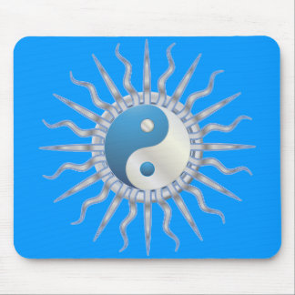 Blue Starburst Yin Yang Mouse Pad