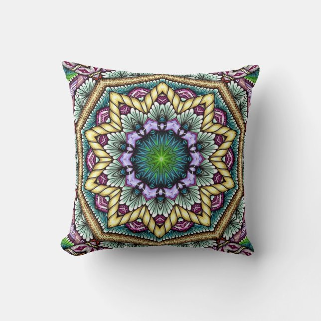 blue starbust zen-doodle throw pillow (Front)