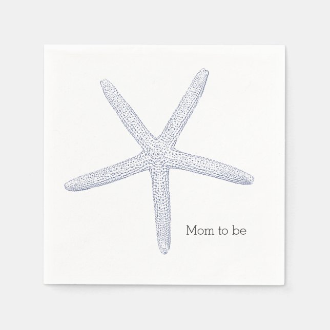 Blue Starfish Beach Baby Shower Napkins (Front)