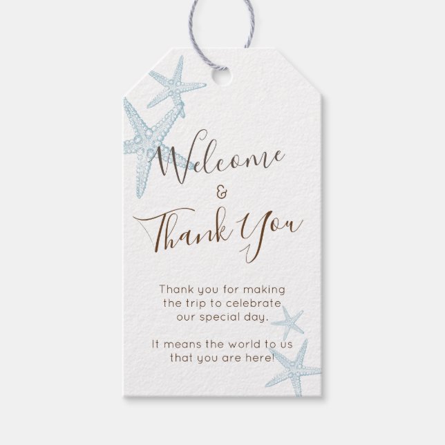 Blue Starfish Beach Favor Tags (Front)