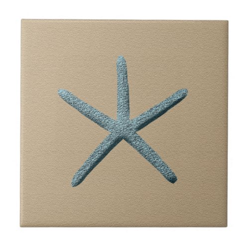 Blue Starfish Beach Sand Ceramic Tile