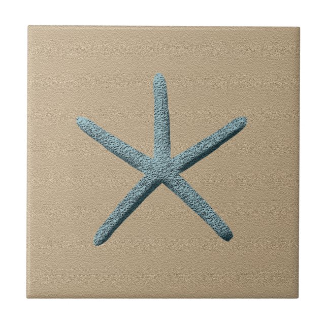 Blue Starfish Beach Sand Ceramic Tile (Front)