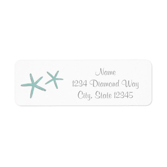 Blue Starfish Beach Summer Elegant Address Labels (Front)