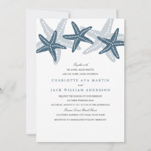 Blue Starfish Beach Wedding Invitation