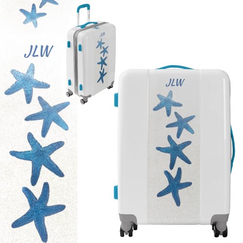 Blue Starfish Beachy Whimsical Coastal Luggage