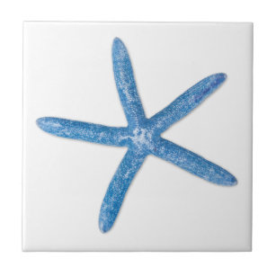 Blue and Gold Starfish Decorative Ceramic Wall Art Tile 8x10 