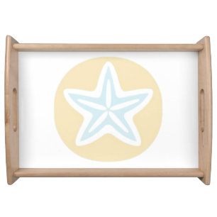 Blue Starfish in Yellow Circle Serving Tray