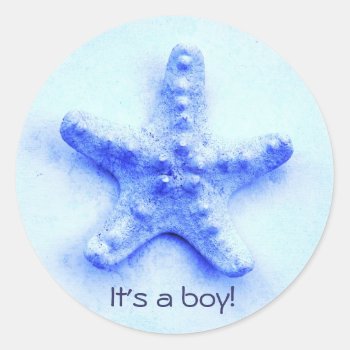 Blue Starfish It's A Boy Sticker by justbecauseiloveyou at Zazzle