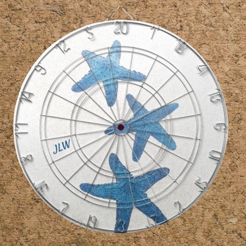 Blue Starfish Nautical  Coastal Dart Board