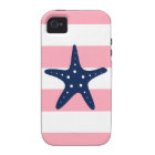 Blue Starfish on Pink Stripes