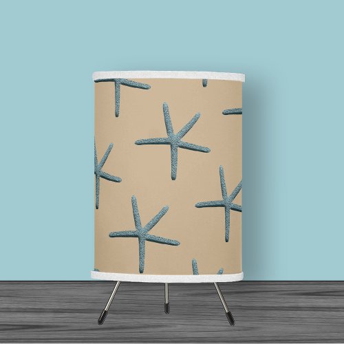 Blue Starfish On Sand Background Table Lamp