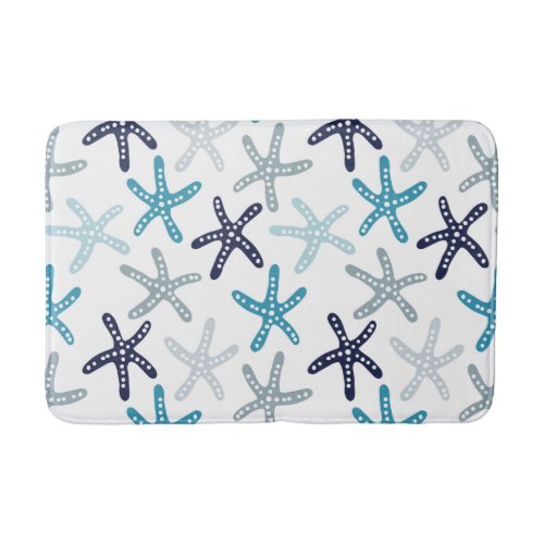 Blue Starfish Pattern Bath Mat