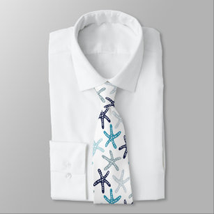 Blue Starfish Pattern Neck Tie