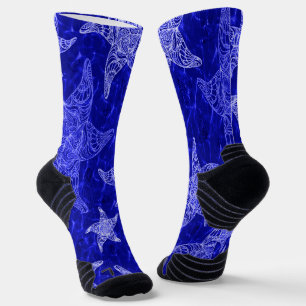 Blue Starfish Pattern Socks