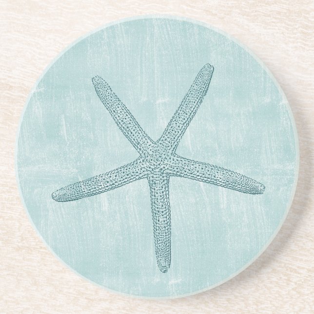 Blue Starfish Sandstone Coaster (Front)