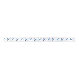 Blue Starfish Satin Ribbon
