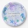 Blue Starfish Seahorse Octopus Beach Baby Shower Paper Plates