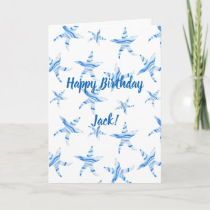 Blue starfish silhouette-custom name card