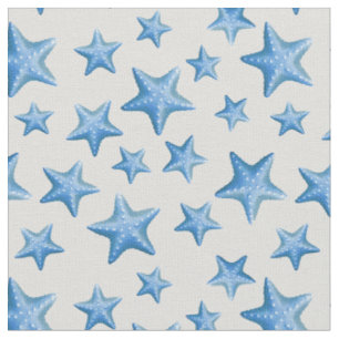 Blue Starfish Summer Beach Nautical Coastal Fabric