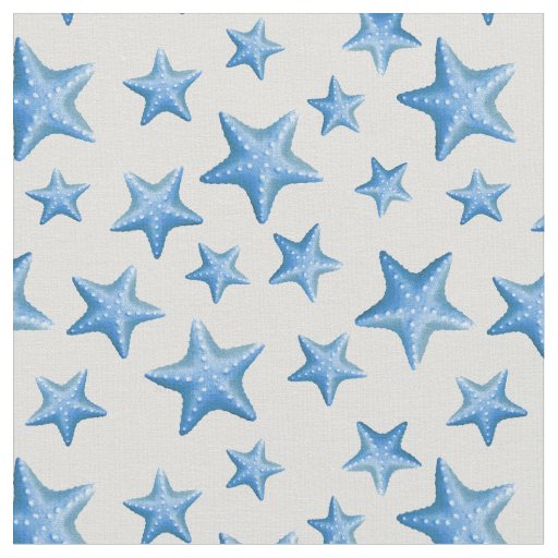 Blue Starfish Summer Beach Nautical Coastal Fabric