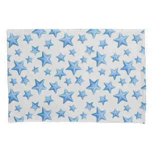 Blue Starfish Summer Beach Nautical Coastal Pillow Case