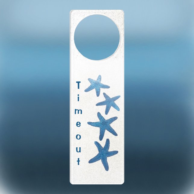 Blue Starfish Timeout Coastal Nautical White Door Hanger (Creator Uploaded)