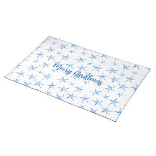 Blue starfish wave-silhouette watercolor-custom p cloth placemat