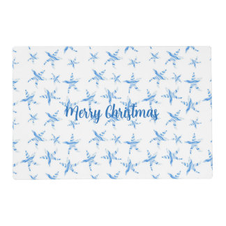Blue starfish wave-silhouette watercolor-custom placemat