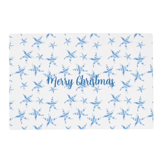 Blue starfish wave-silhouette watercolor-custom  placemat (Front)
