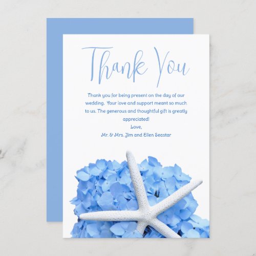 Blue Starfish Wedding Thank You Message Cards