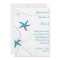 Blue Starfish with Silver Coral Wedding Invitation