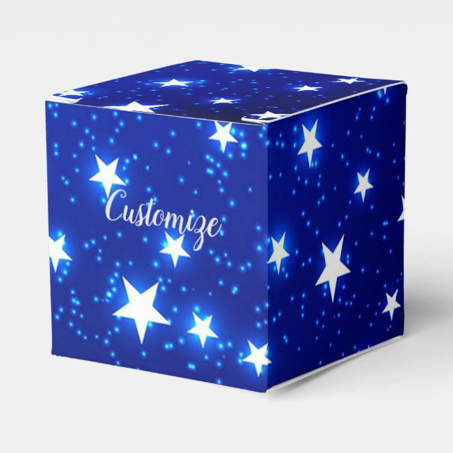 Blue Stargazer Cube Favor Boxes (Front Side)