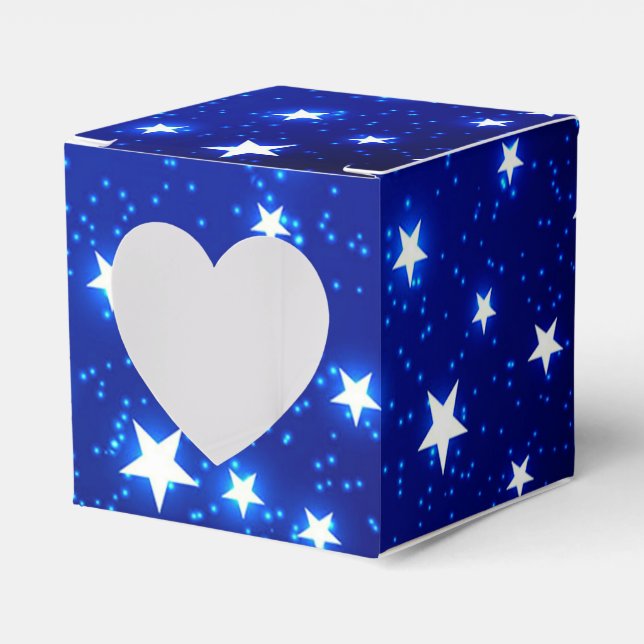 Blue Stargazer Heart Favor Boxes (Front Side)