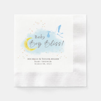 Blue Starlit Baby Boy Bliss Stork Special Delivery Napkins