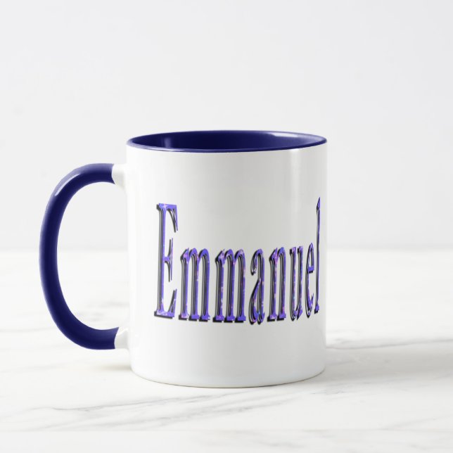 Blue Starry Emmanuel Name Logo, Mug (Left)