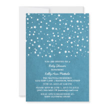 Blue Starry Night Baby Shower Invite