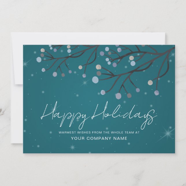 Blue Starry Night Corporate Holiday Card (Front)