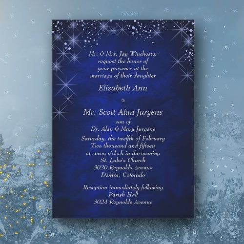 Blue Starry Night Formal Wedding Invitation