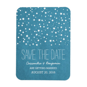 Blue Starry Night Save the Date Premium Magnet