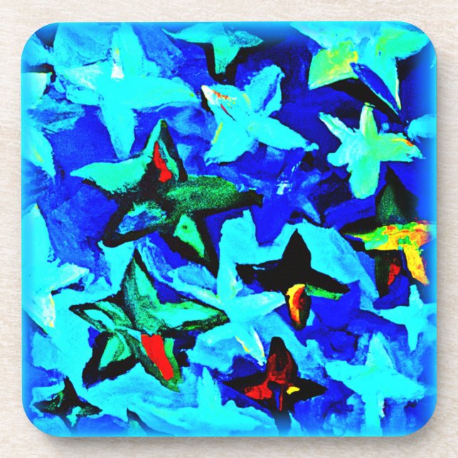 Blue Starry Night Sky. Buy Now Beverage Coaster (Front)