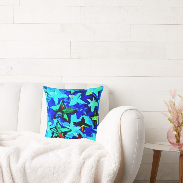 Blue Starry Night Sky. Buy Now Throw Pillow (Couch)