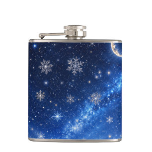 BLUE STARRY NIGHT SKY CELESTIAL WATER BOTTLE FLASK