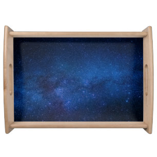 Blue starry night sky Zazzle_Growshop. Serving Tray