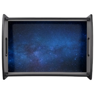 Blue starry night sky   Zazzle_Growshop. Serving Tray