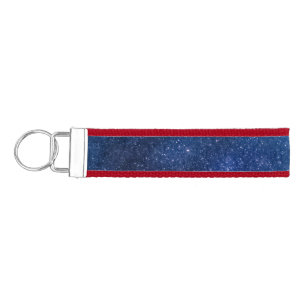 Blue starry night sky Zazzle_Growshop. Wrist Keychain