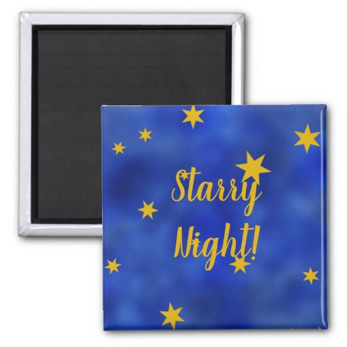 Blue Starry Night with Gold Stars Magnet