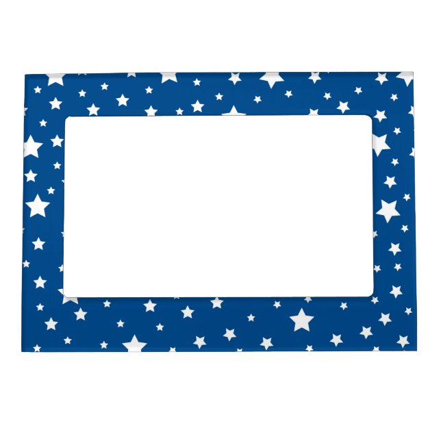 Blue Starry Sky White Stars Pretty Starlight Night Magnetic Frame (Front)